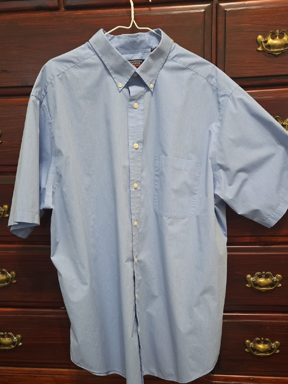 Roundtree & Yorke Travel Smart Light Blue Short-Slv Button Up Shirt Size 2XLT